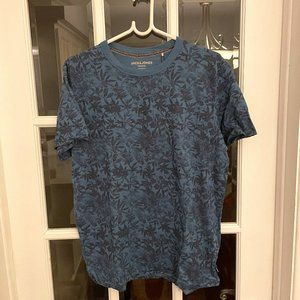 Jack & Jones leaf print blue men's tee